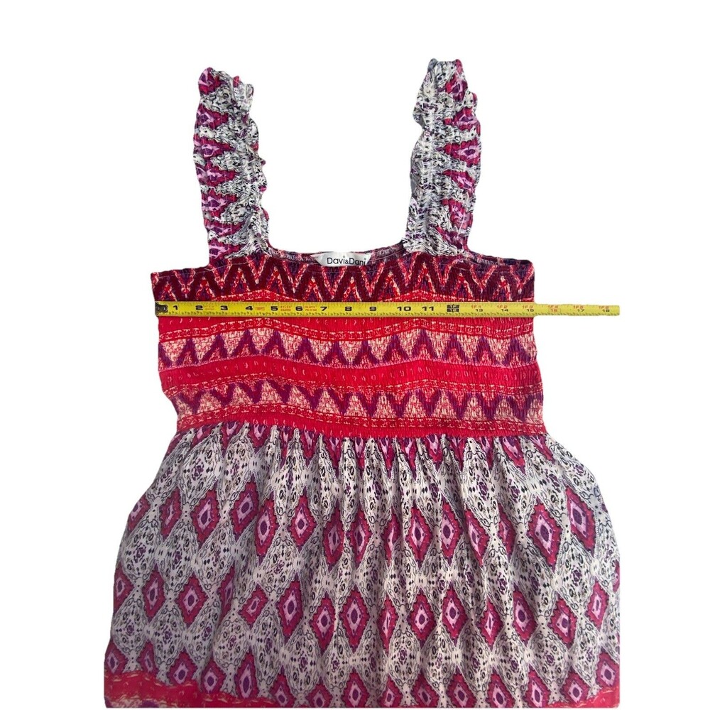 Davi & Dani Maxi Dress Womens M Boho Smocked Tiered Lined Pockets 49” - Picture 9 of 9